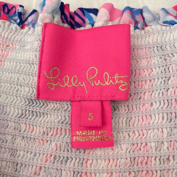 *Lilly Pulitzer Rivera Smocked Midi Dress in Make a Splash Prosecco Pink Size S - Picture 7 of 13